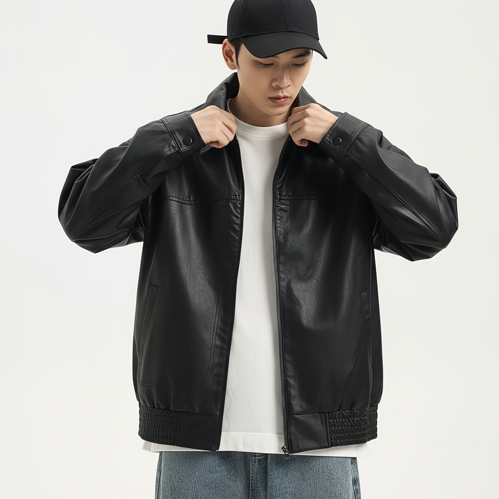 LEATHER BOMBER JACKET