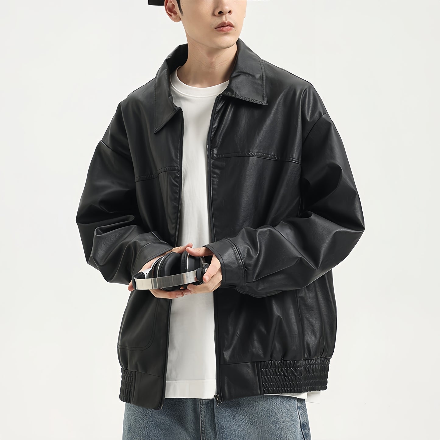 LEATHER BOMBER JACKET