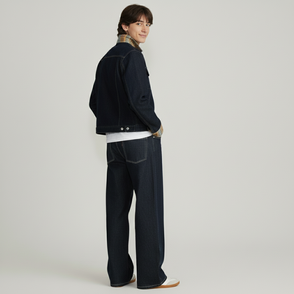 PLAID CONTRAST DENIM JACKET