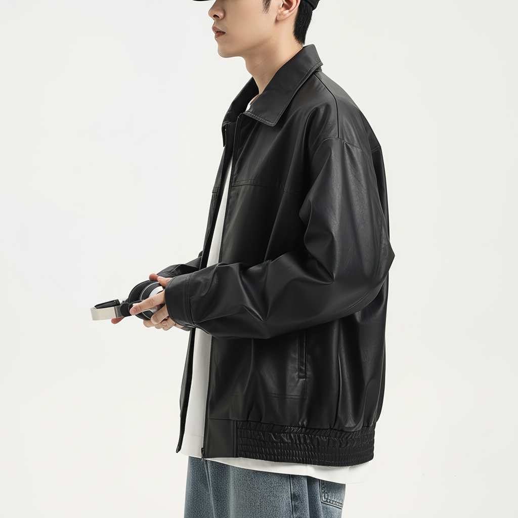 LEATHER BOMBER JACKET