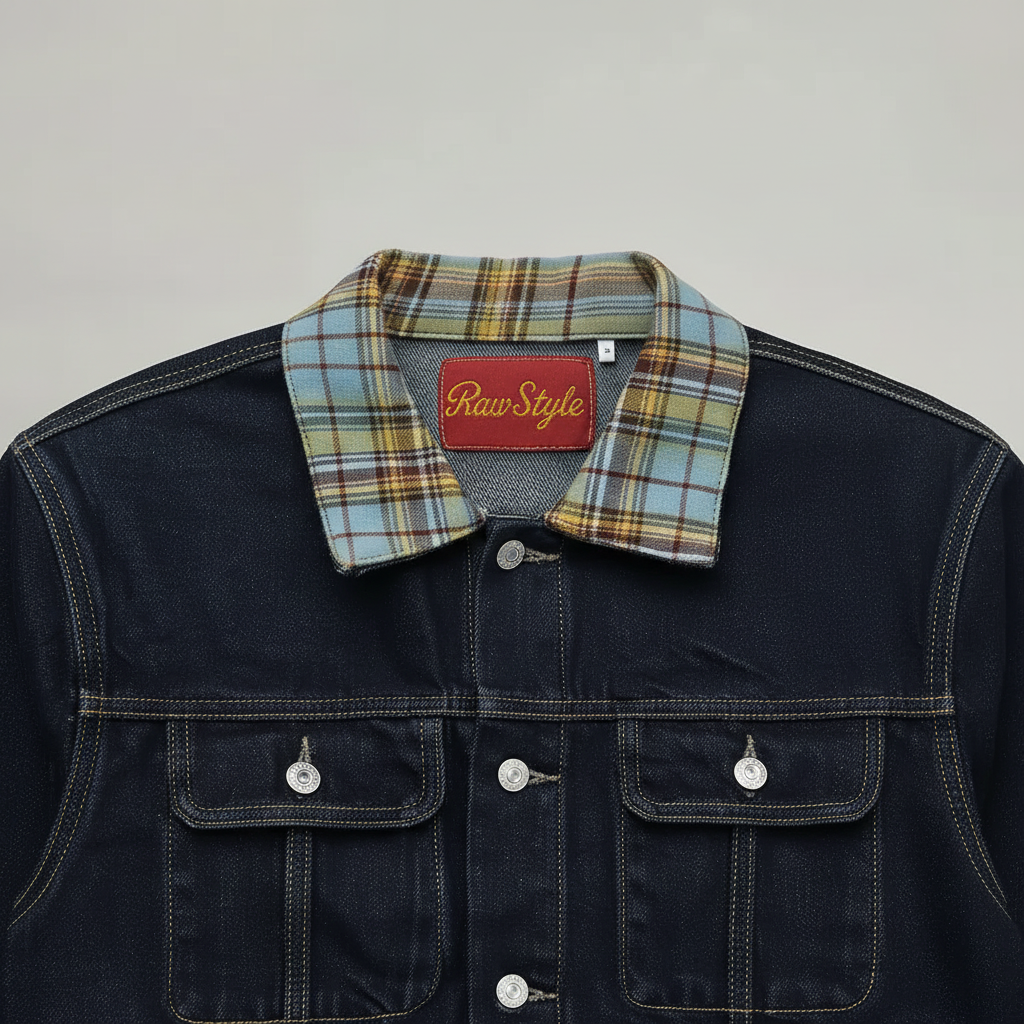 PLAID CONTRAST DENIM JACKET
