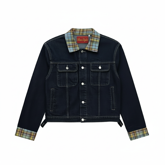 PLAID CONTRAST DENIM JACKET